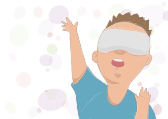 the boy wear Vr headset and enjoy to learn something in virtual reality