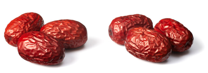 dried red jujubes isolated on the white background