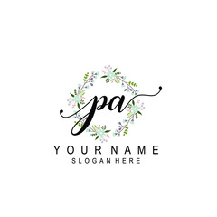 PA beautiful Initial handwriting logo template