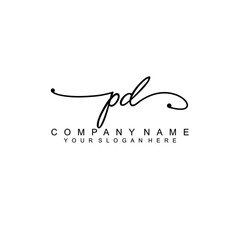 PD beautiful Initial handwriting logo template