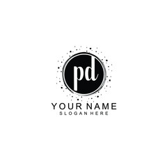 PD beautiful Initial handwriting logo template