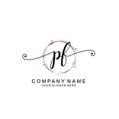 PF beautiful Initial handwriting logo template