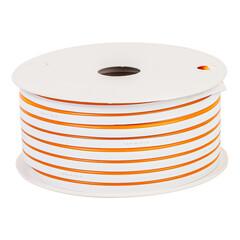 Oreange LED neon light strip on reel isolated on white background