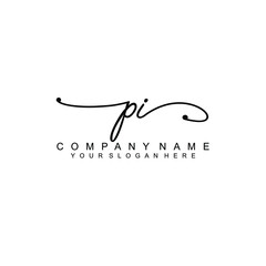 PI beautiful Initial handwriting logo template