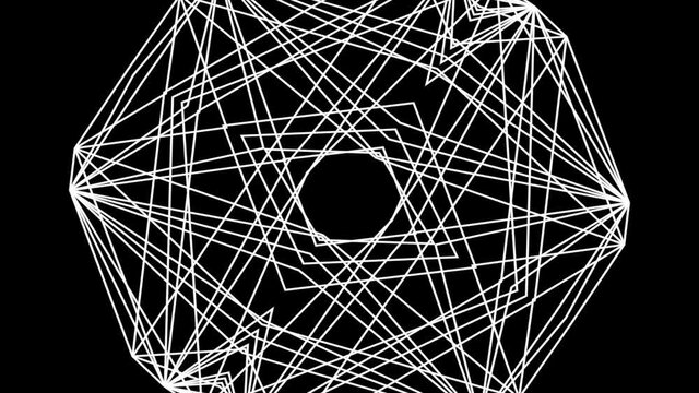 Abstract black and white kaleidoscope pattern, animation