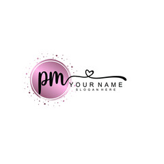 PM beautiful Initial handwriting logo template