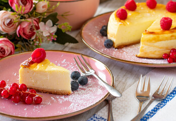 German cheesecake on a plate