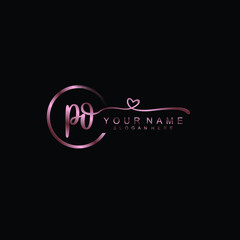 PO beautiful Initial handwriting logo template