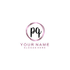 PQ beautiful Initial handwriting logo template