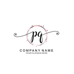 PQ beautiful Initial handwriting logo template