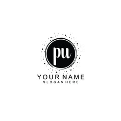 PU beautiful Initial handwriting logo template