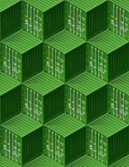 Isometry of cargo transport sea container. 3d illustration metal containers for transportation. Seamless texture Delivery of cargo shipping boxes