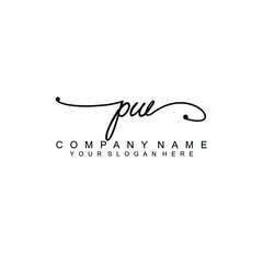 PW beautiful Initial handwriting logo template