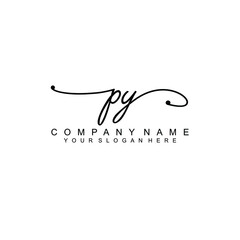 PY beautiful Initial handwriting logo template