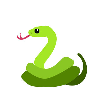 Cute green snake illustration vector emoji