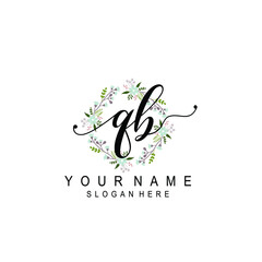 QB beautiful Initial handwriting logo template