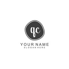 QC beautiful Initial handwriting logo template