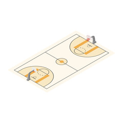 Basketball field arena isometric view. Basketball game match concept