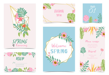 Fototapeta na wymiar Collection of spring holiday with flower.Editable vector illustration for website, invitation,postcard and banner