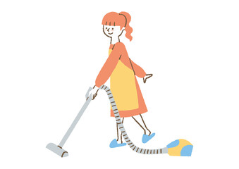 掃除機をかけている女性