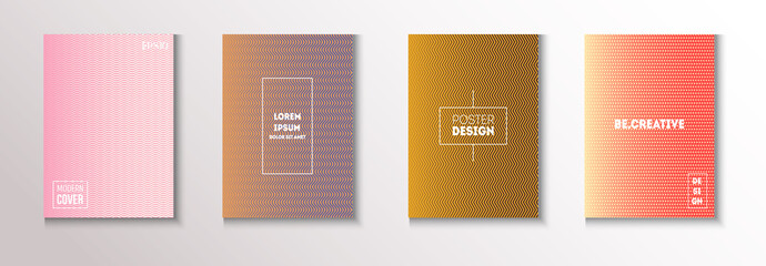 Wavy Minimal Cover Vector Set. Modern Flyer Paper Design. Pattern