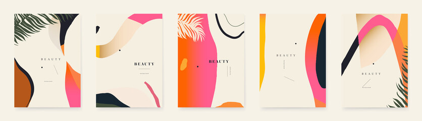 Tropical abstract organic shapes background templates. Modern summer backgrounds. © MURRIRA