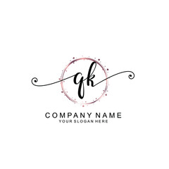 QK beautiful Initial handwriting logo template