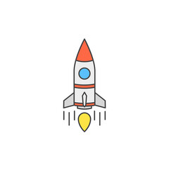 Rocket logo template. Vector illustration modern flat and line style.