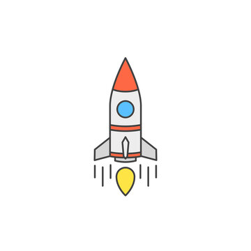 Rocket logo template. Vector illustration modern flat and line style.