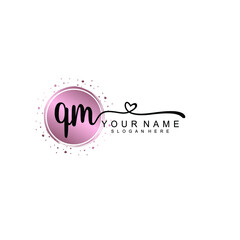 QM beautiful Initial handwriting logo template