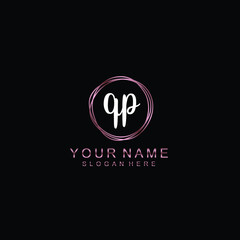 Fototapeta na wymiar QP beautiful Initial handwriting logo template