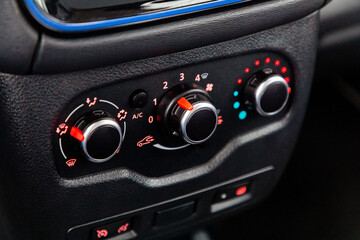 Air-condition controls in interior of a car
