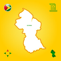 simple outline map of Guyana 