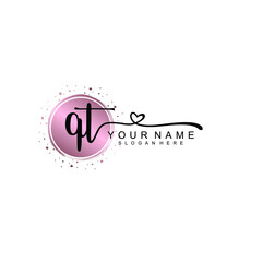 QT beautiful Initial handwriting logo template