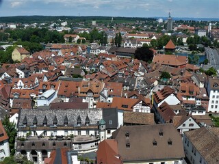 Blick vom Münsterturm auf die Altstadtdächer von Konstanz am Bodensee