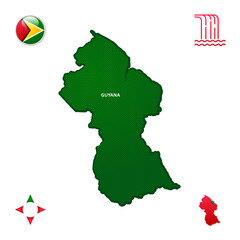 simple outline map of Guyana 