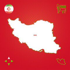 vector map of Iran with national simbol