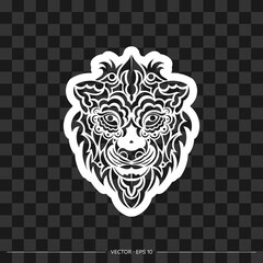 Contour of the face of a lion. Good for logo or print. Isolated. Vector