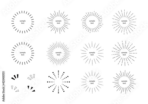 あしらい 放射線 集中線 太陽光 円形 イラスト セット シンプルでベーシックな素材 Abstract Wall Mural Abstra Siroyagi3