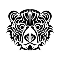 Fototapeta premium Bear face or Bear head tribal tattoo design vector with white background
