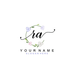 RA beautiful Initial handwriting logo template