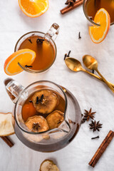 Obraz na płótnie Canvas Warming Winter Tea with Dried Fruits and Rum