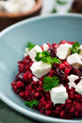 Risotto Made with Groats and Beetroot Served with Feta Cheese