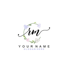 RM beautiful Initial handwriting logo template