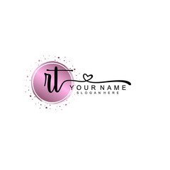 RT beautiful Initial handwriting logo template