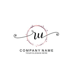 RU beautiful Initial handwriting logo template