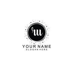 RU beautiful Initial handwriting logo template