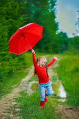girl with red umbrella