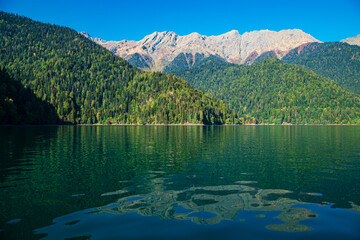 Fototapeta premium Picturesque, majestic clear turquoise lake.