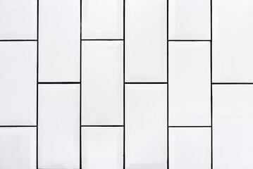 common vintage white ceramic tiles background, horizontal photo